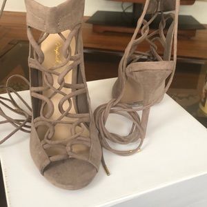 Tan lace up Heels